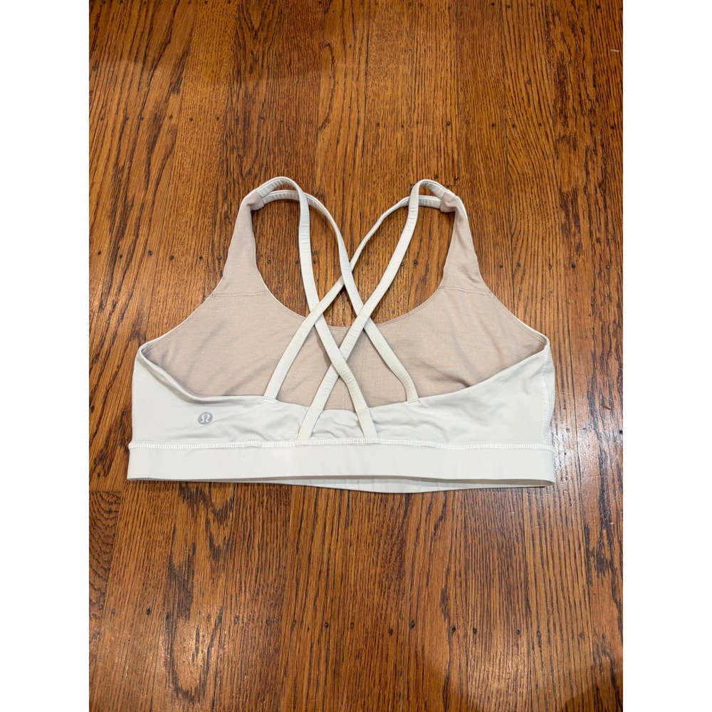 Lululemon Energy Bra Bone Ivory White Strappy Cross Back Sports Bra Size 12